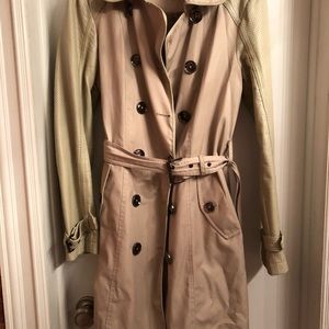 Michael Kors trench coat with leather sleeves